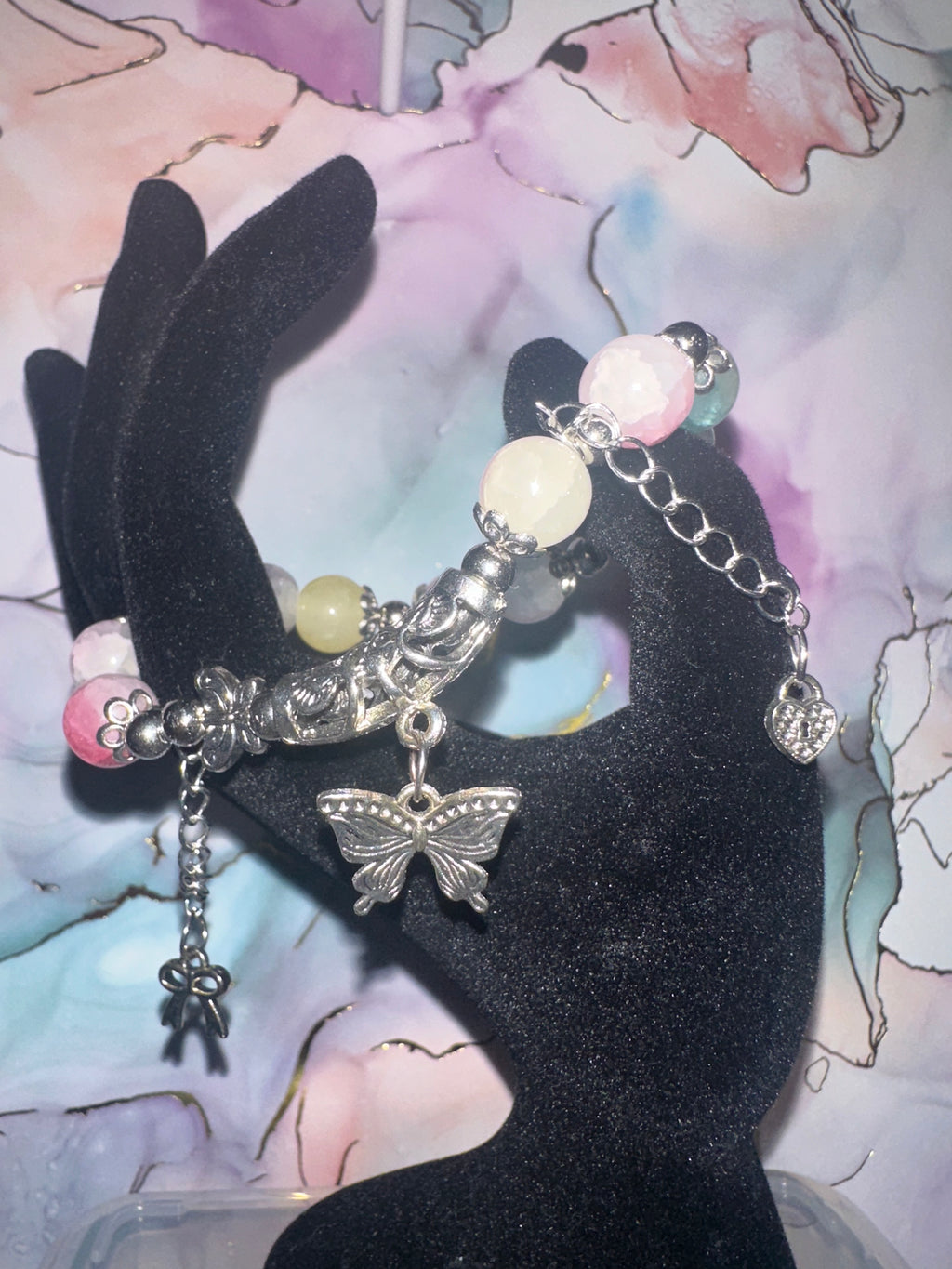 Crackle Bead Glass Bracelet