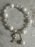 White Frosted Bracelet with Flower Charm