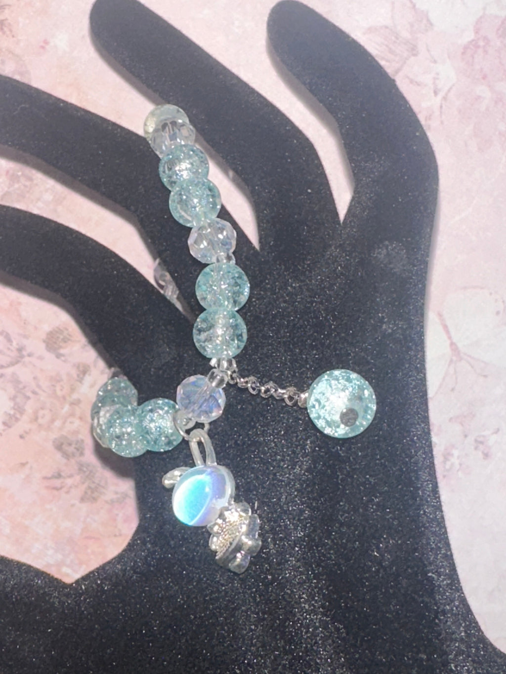 Childs Bead Bracelet with Dangle and Rabbit Charm