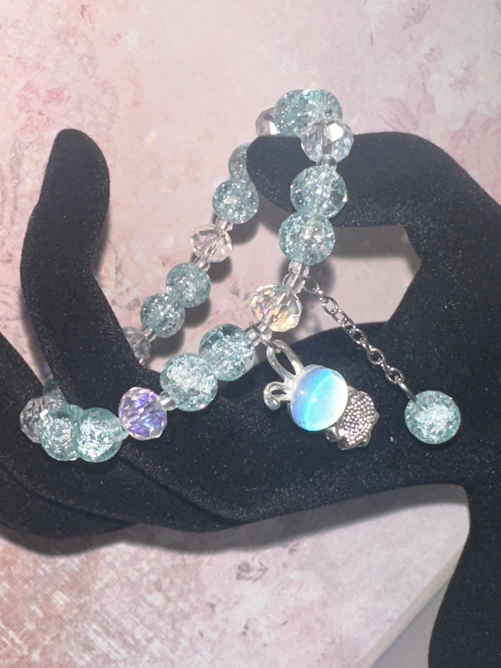 Childs Bead Bracelet with Dangle and Rabbit Charm