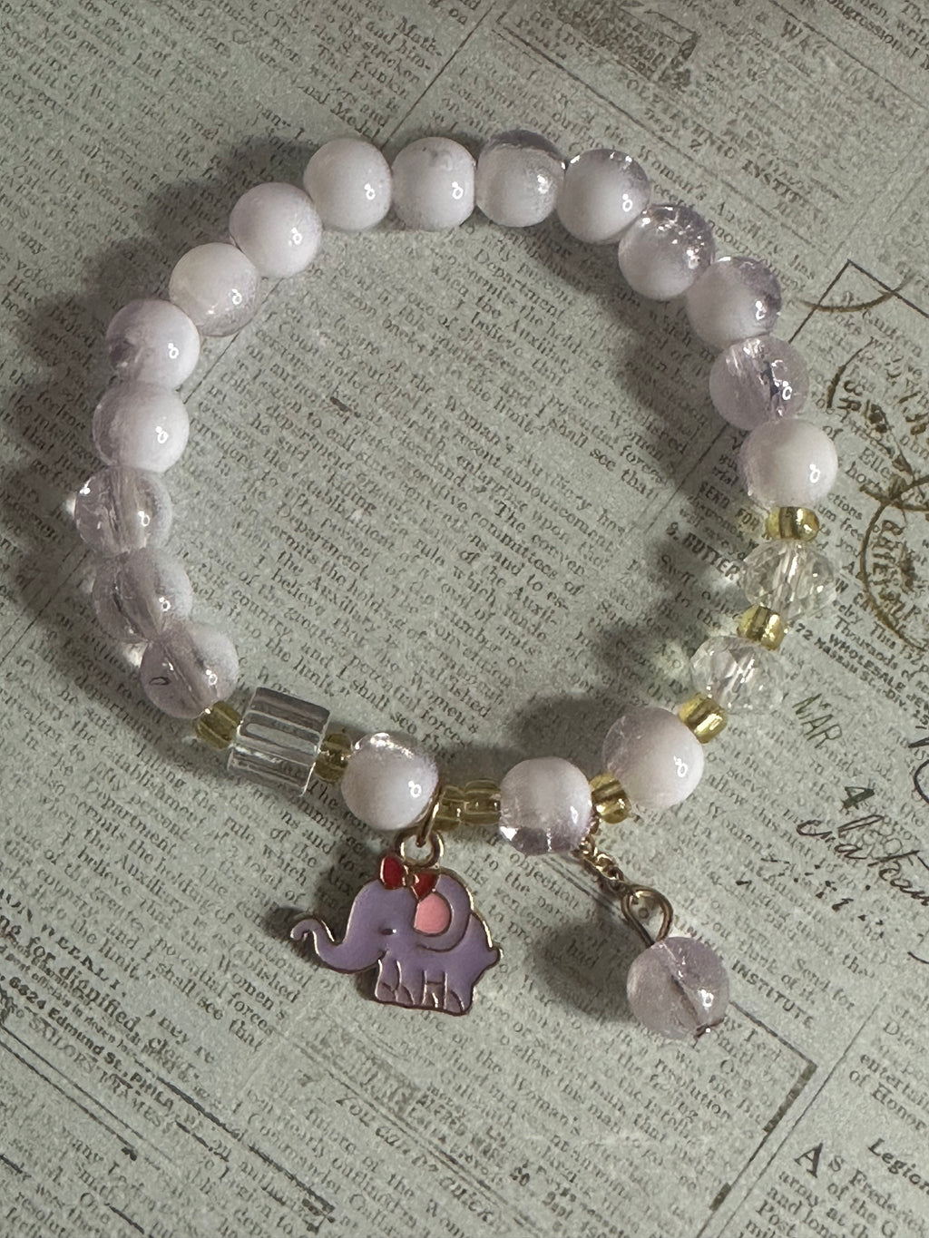 Childs Bead Bracelet with Dangle and Elephant Charm