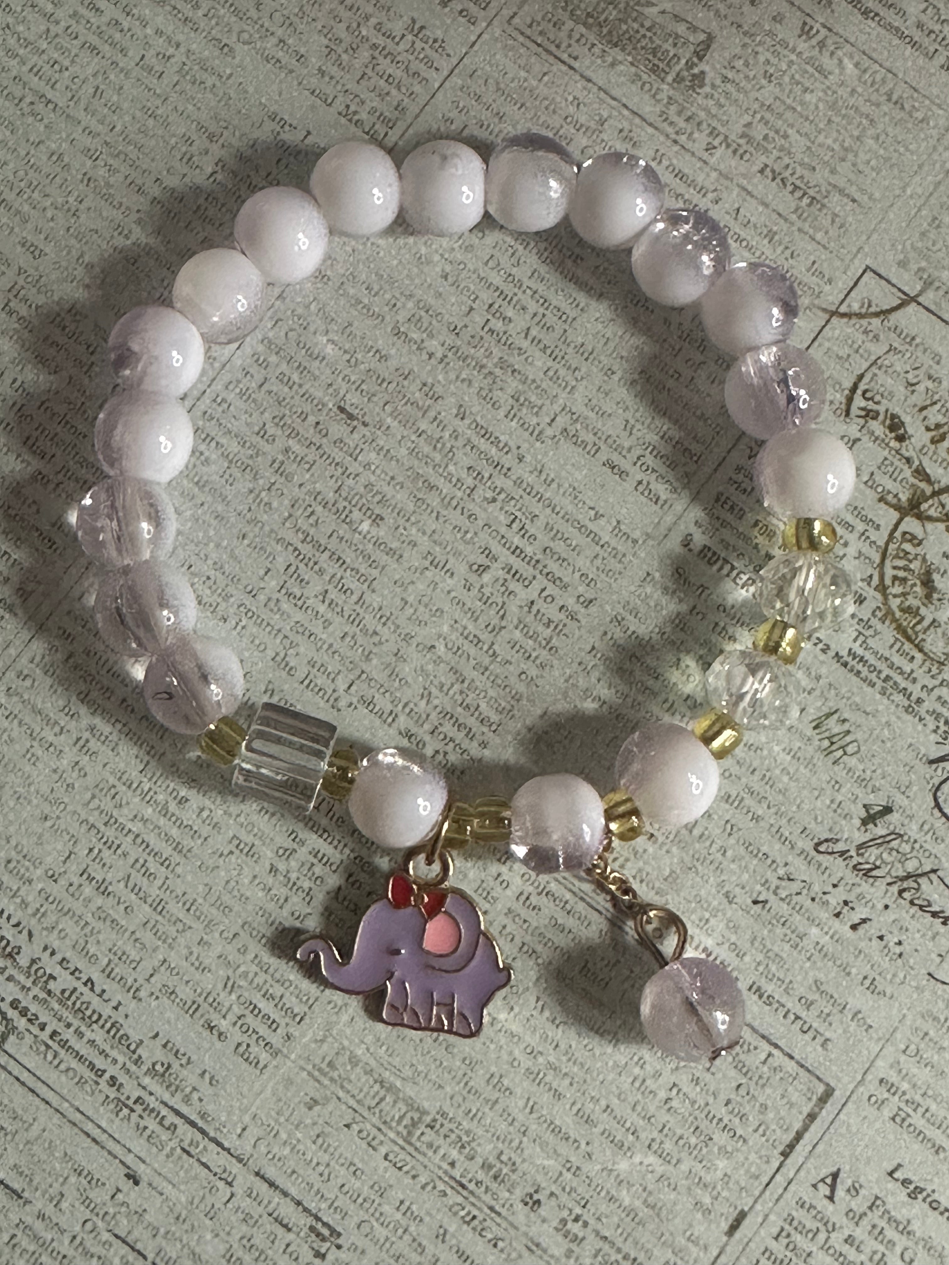 Childs Bead Bracelet with Dangle and Elephant Charm