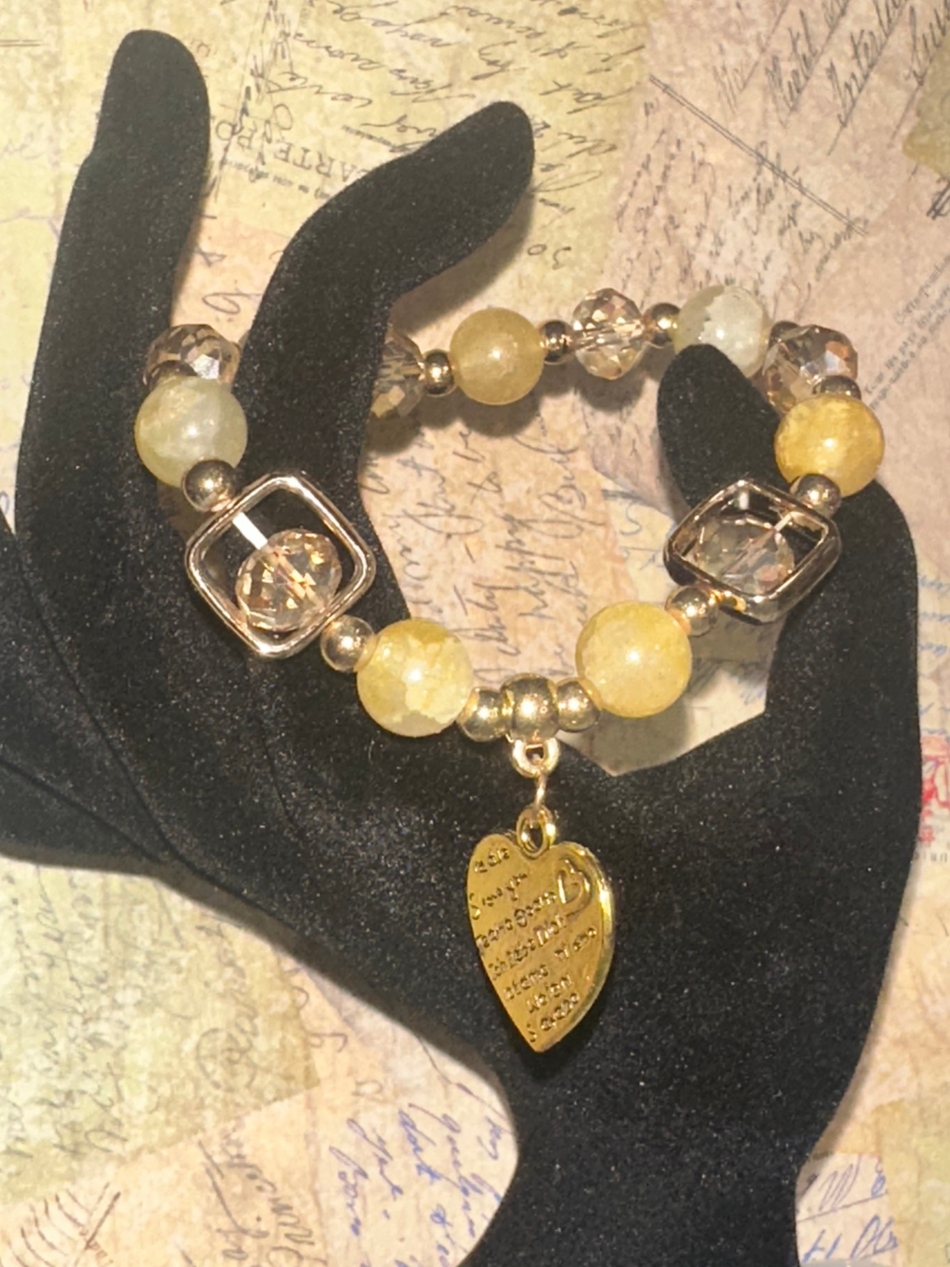 Golden Yellow Bracelet with Heart Charm