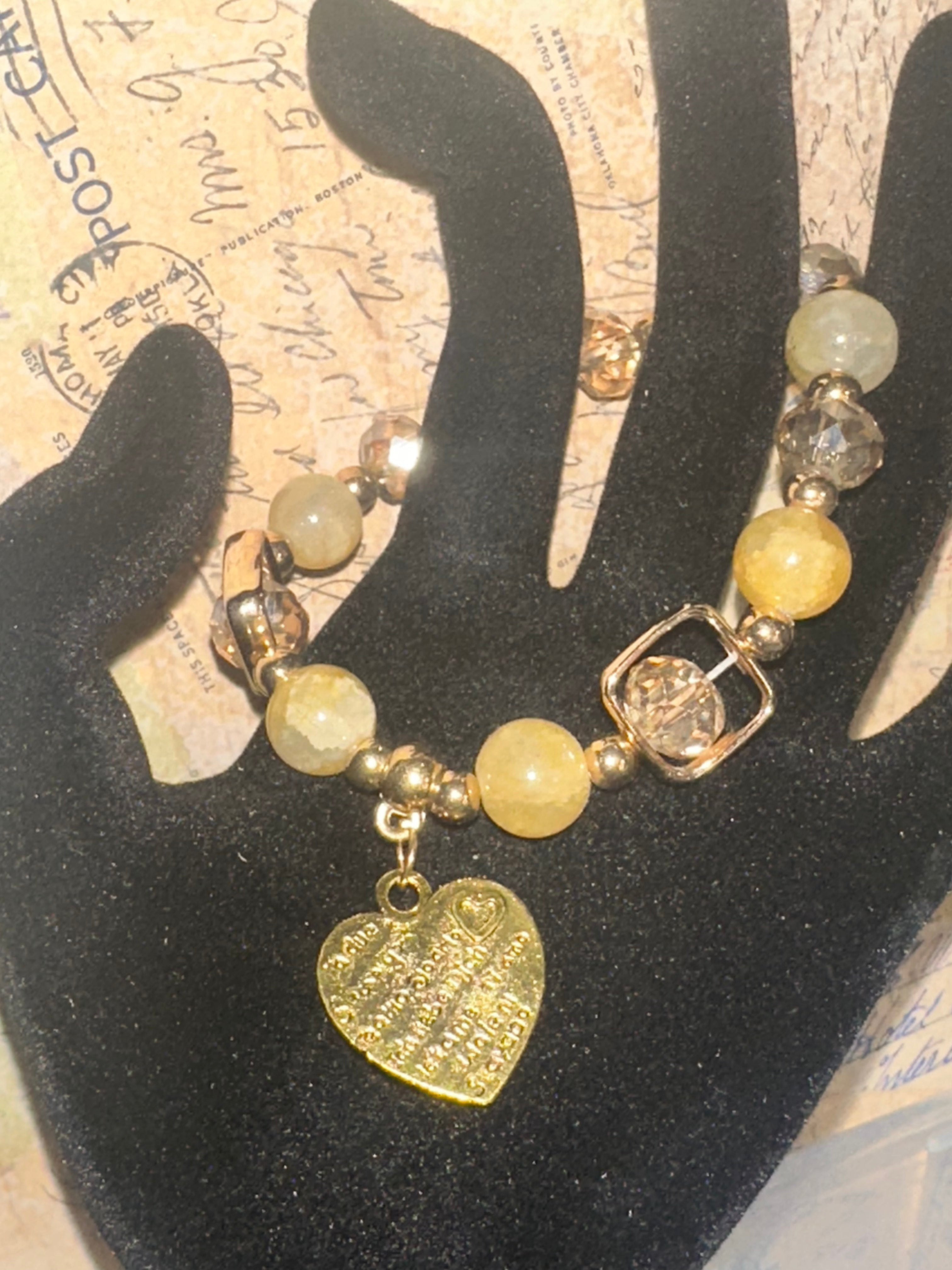 Golden Yellow Bracelet with Heart Charm