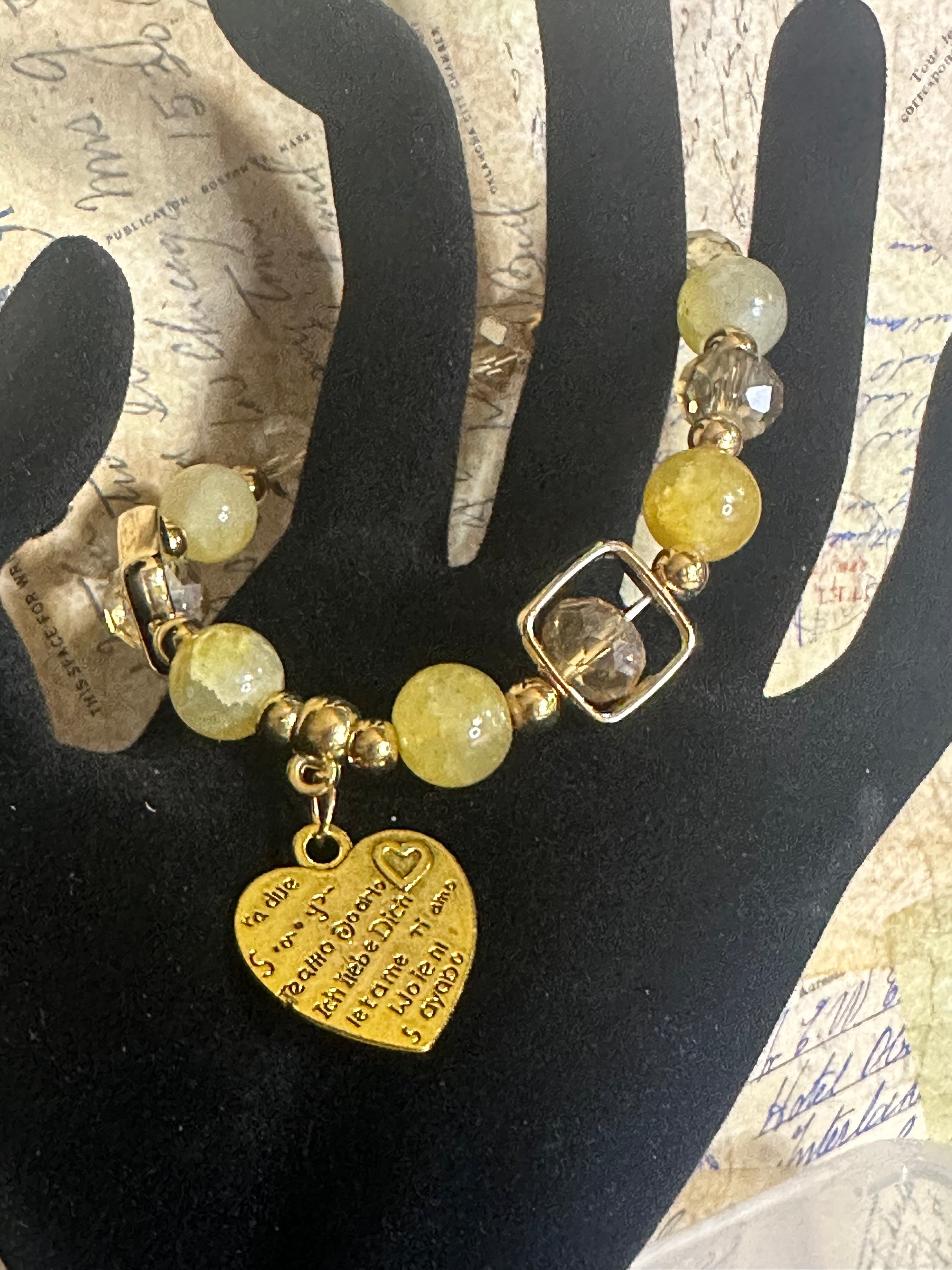 Golden Yellow Bracelet with Heart Charm
