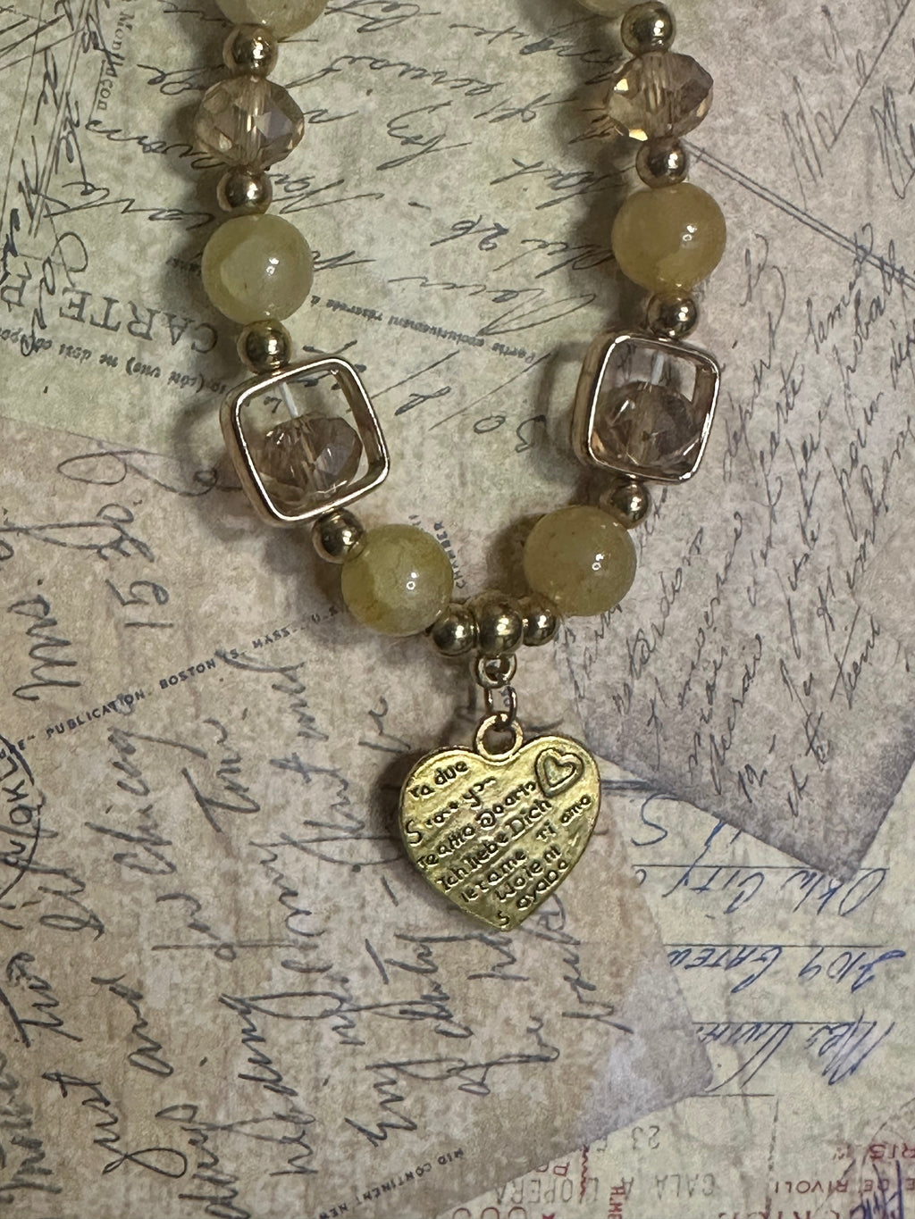 Golden Yellow Bracelet with Heart Charm