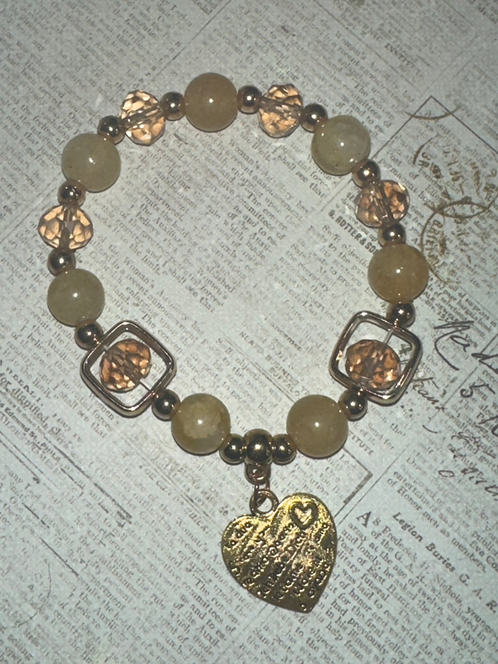 Golden Yellow Bracelet with Heart Charm