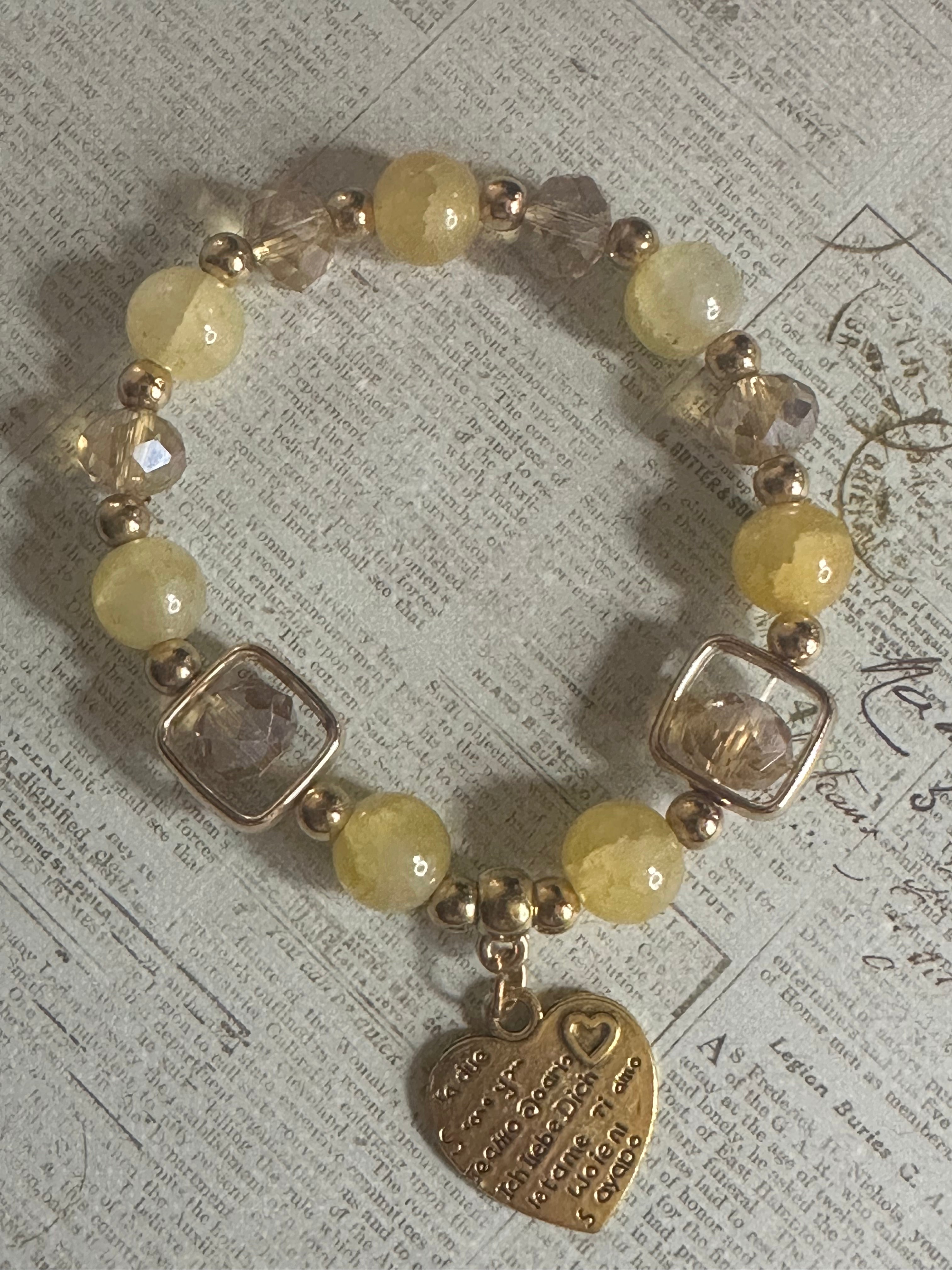 Golden Yellow Bracelet with Heart Charm