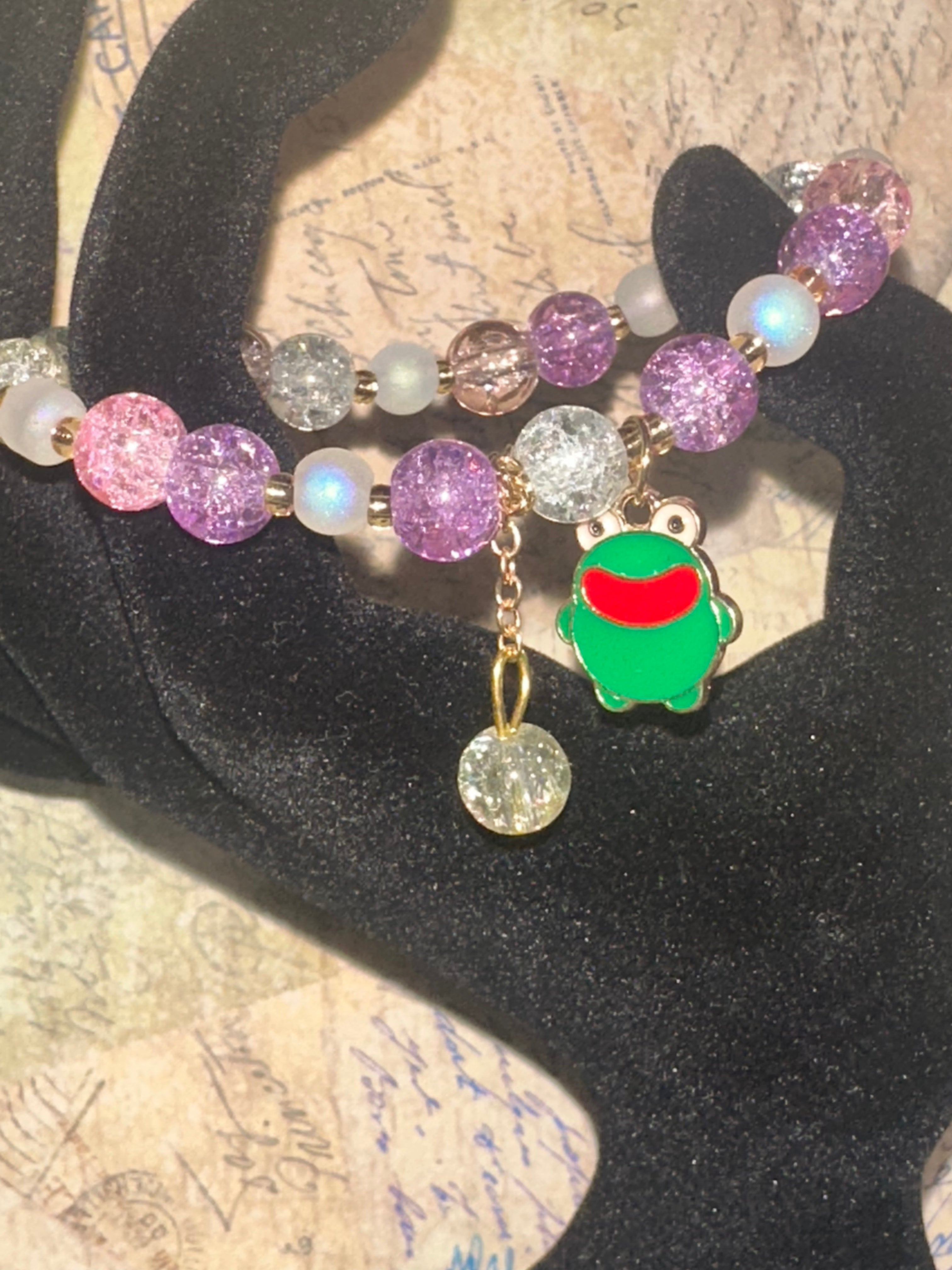 Child Beaded Bracelet with Dangle and Frog Charm