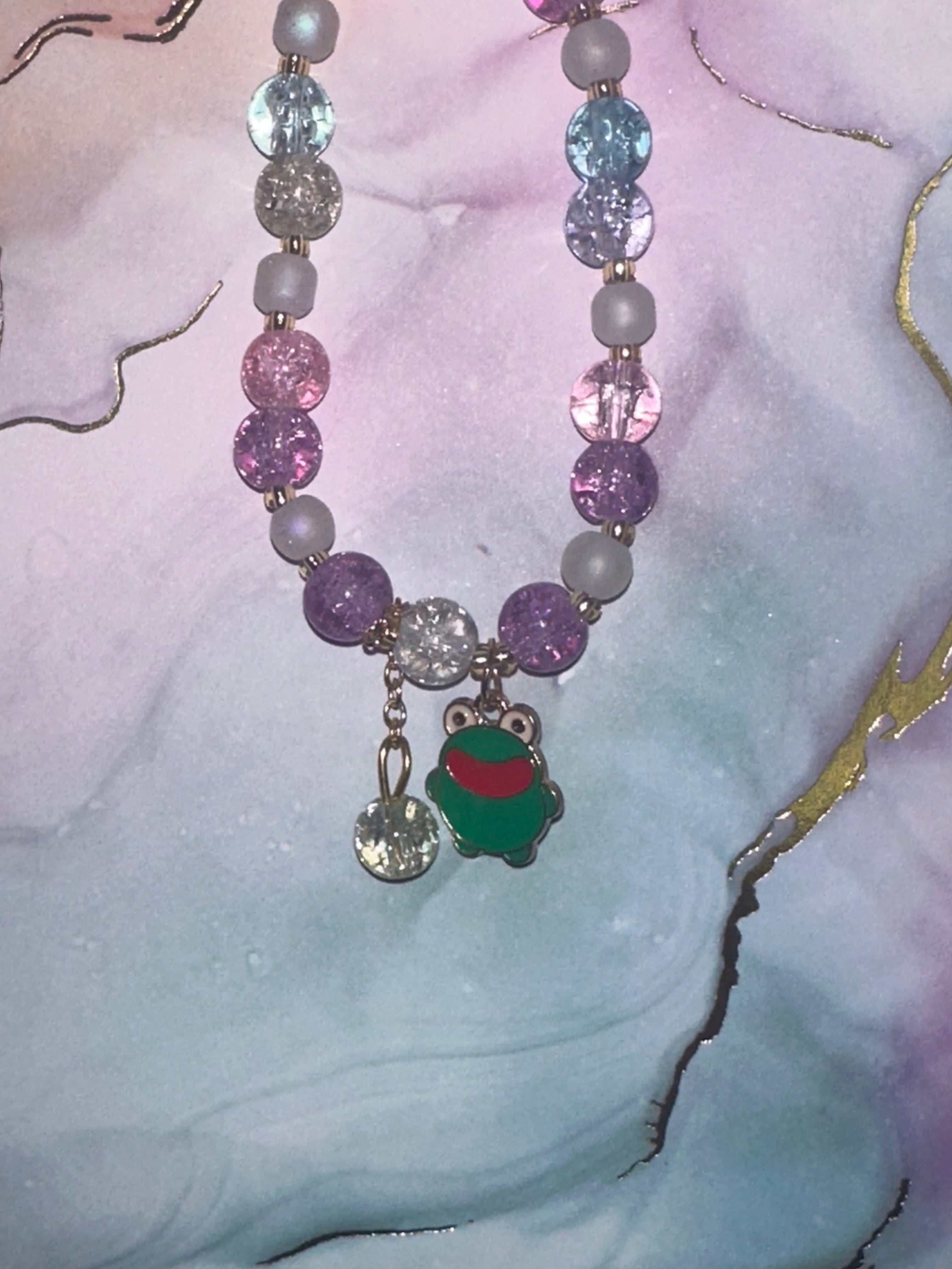 Child Beaded Bracelet with Dangle and Frog Charm
