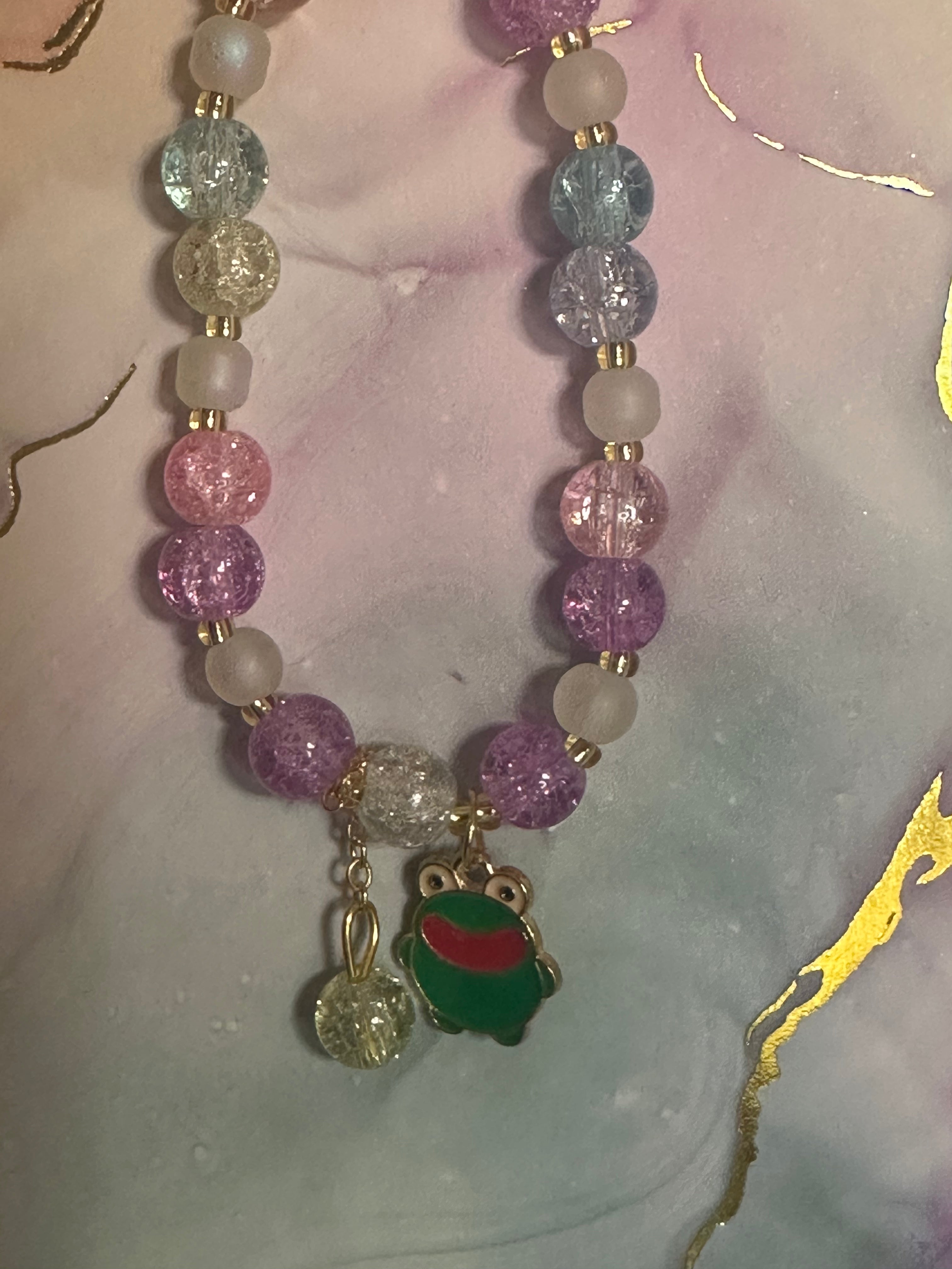 Child Beaded Bracelet with Dangle and Frog Charm