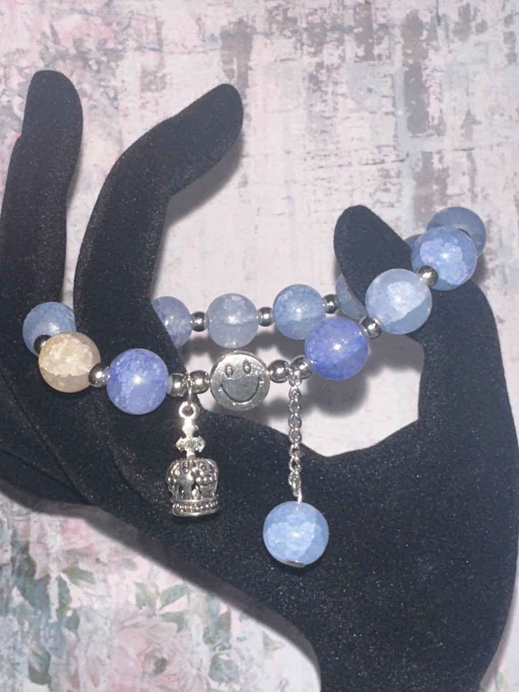 Crackled Glass Bracelet with Charms and Dangles
