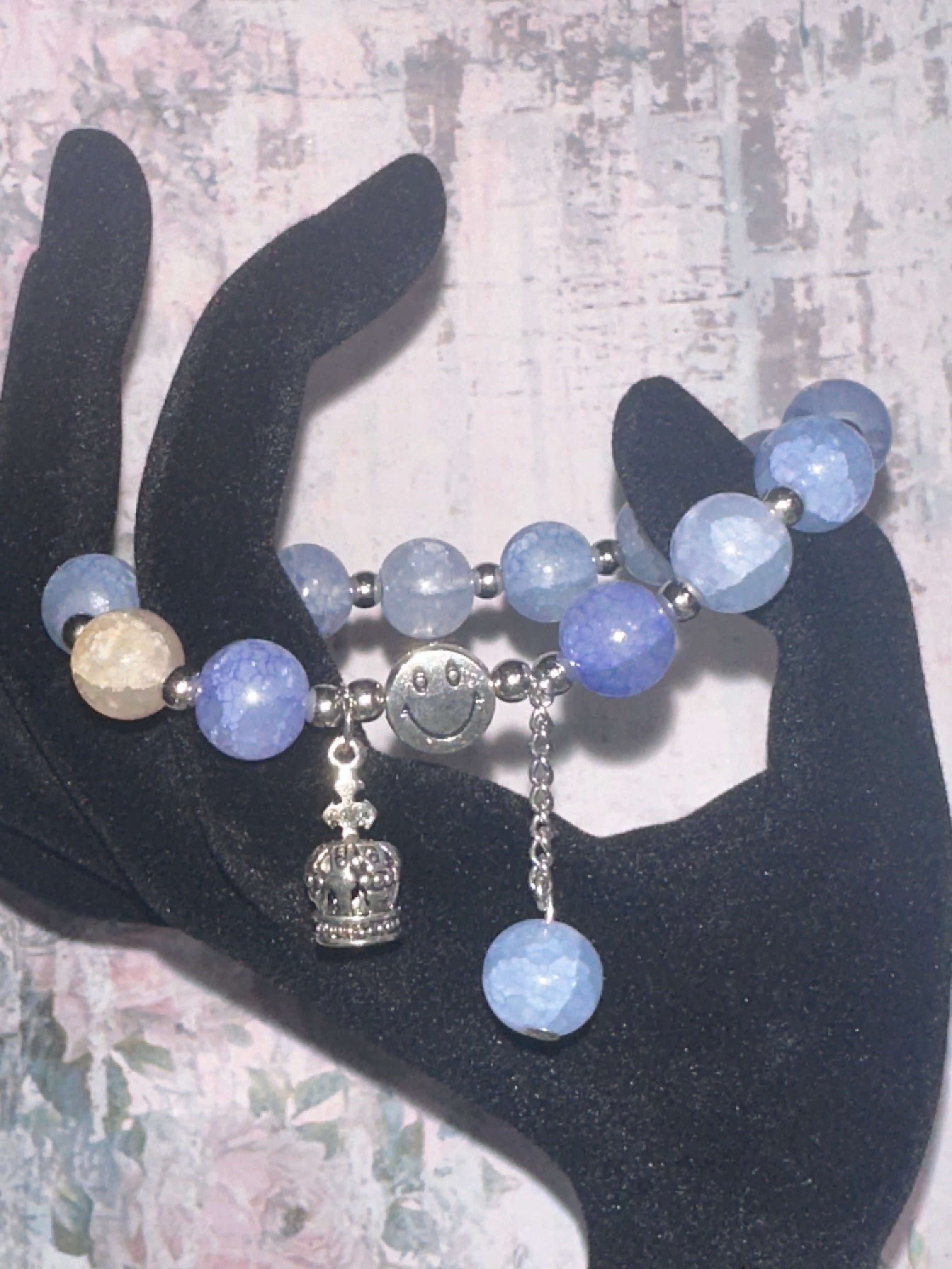 Crackled Glass Bracelet with Charms and Dangles
