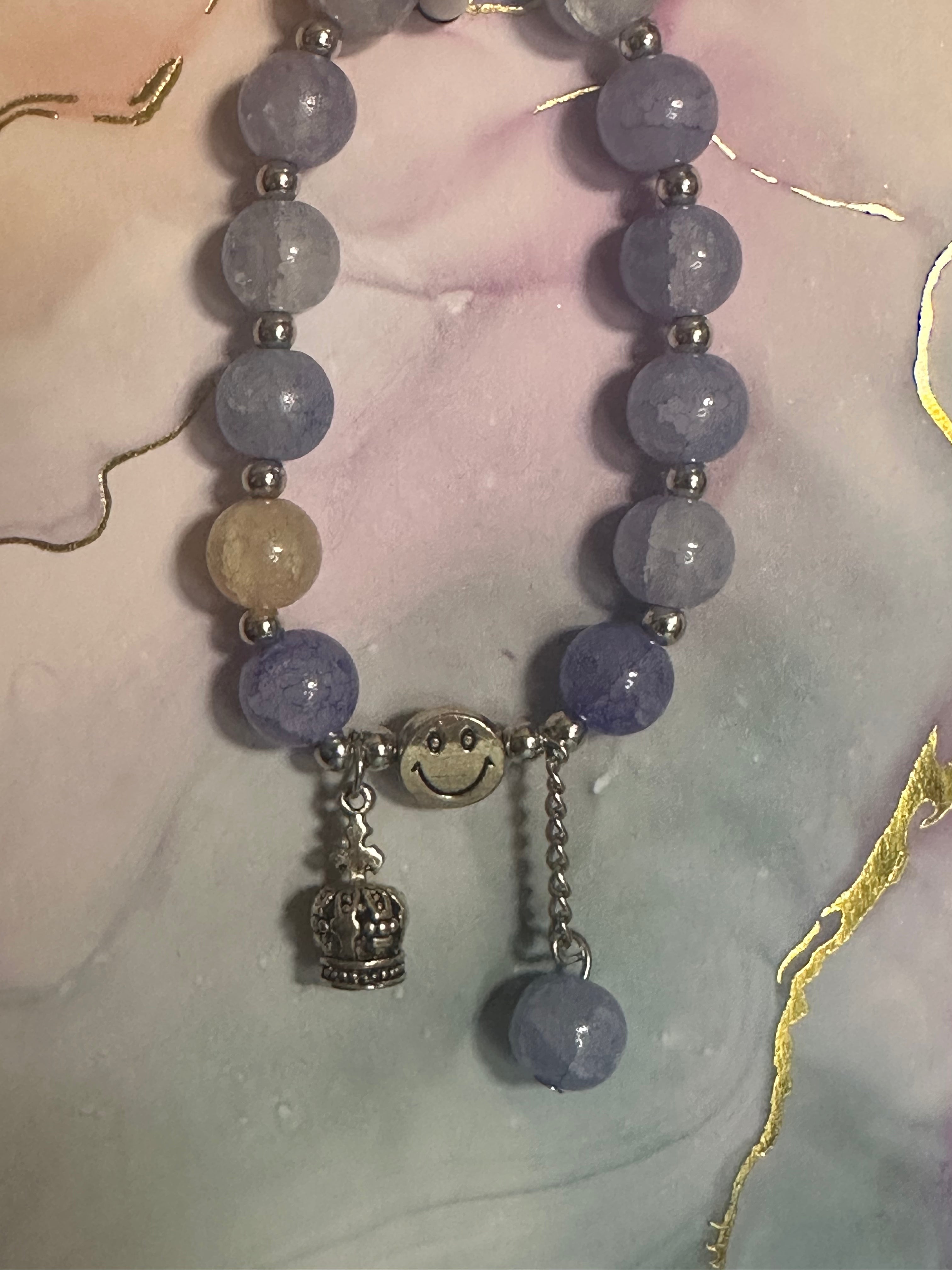 Crackled Glass Bracelet with Charms and Dangles