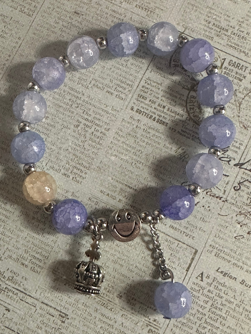 Crackled Glass Bracelet with Charms and Dangles