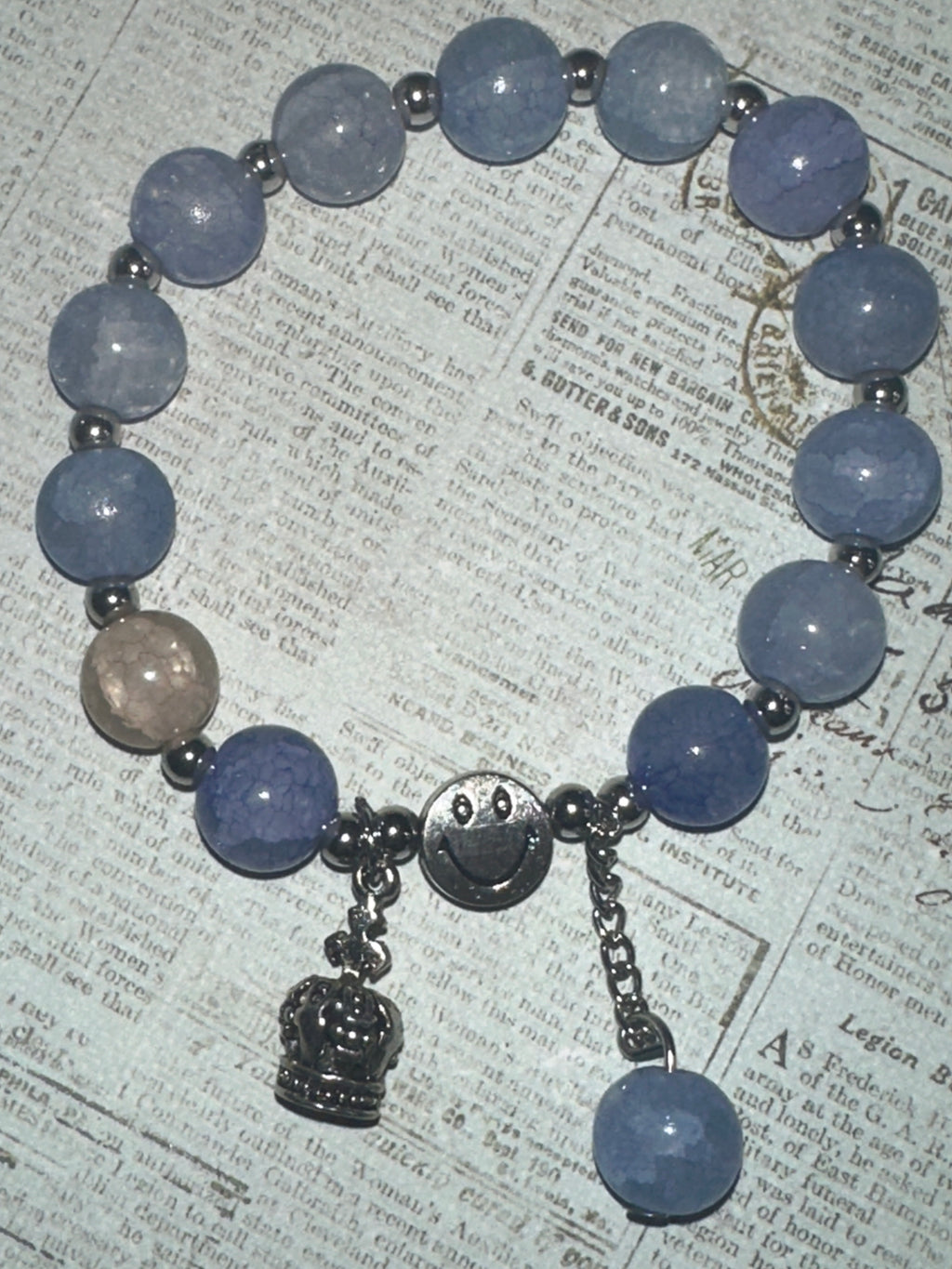 Crackled Glass Bracelet with Charms and Dangles