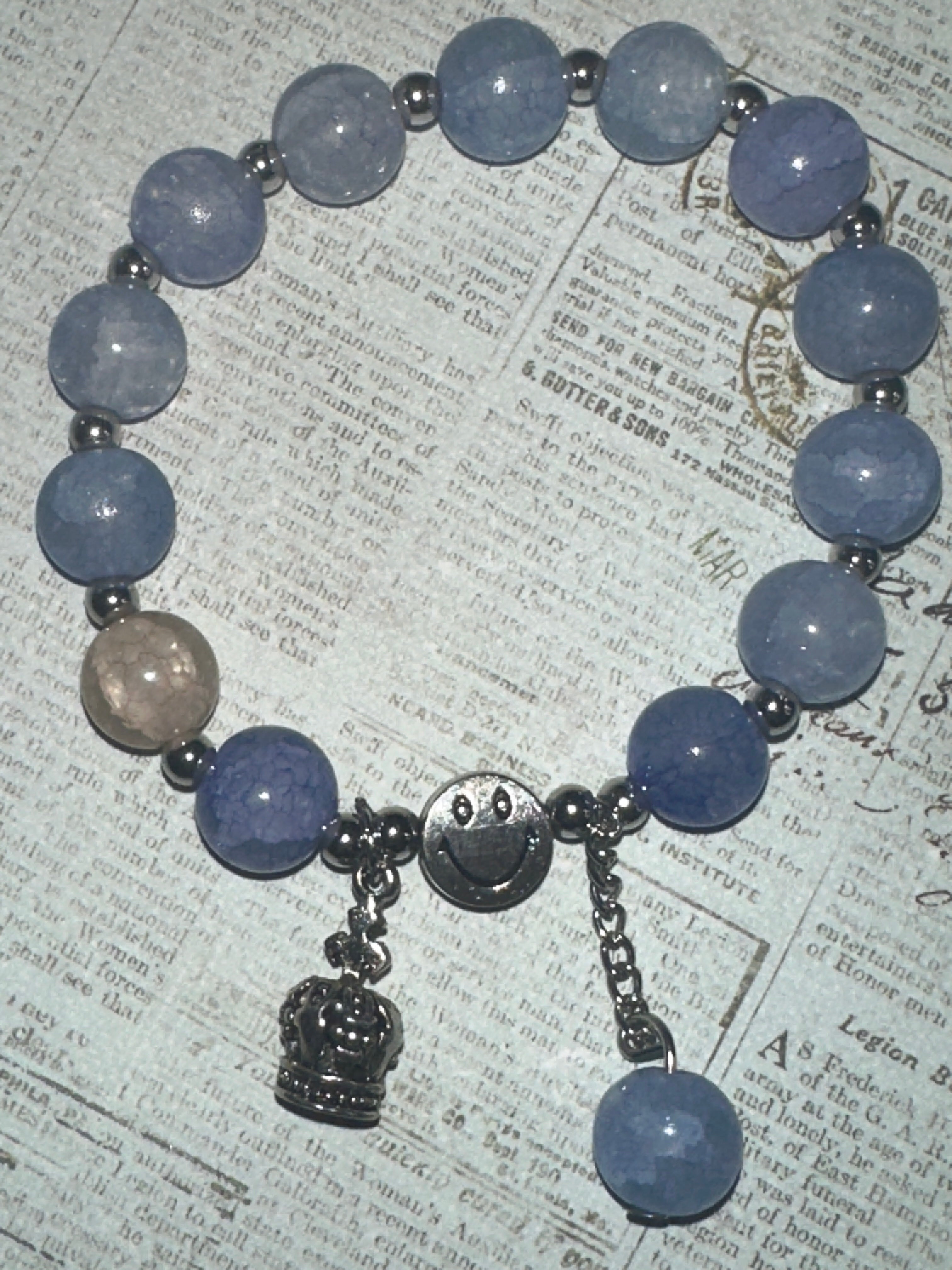 Crackled Glass Bracelet with Charms and Dangles