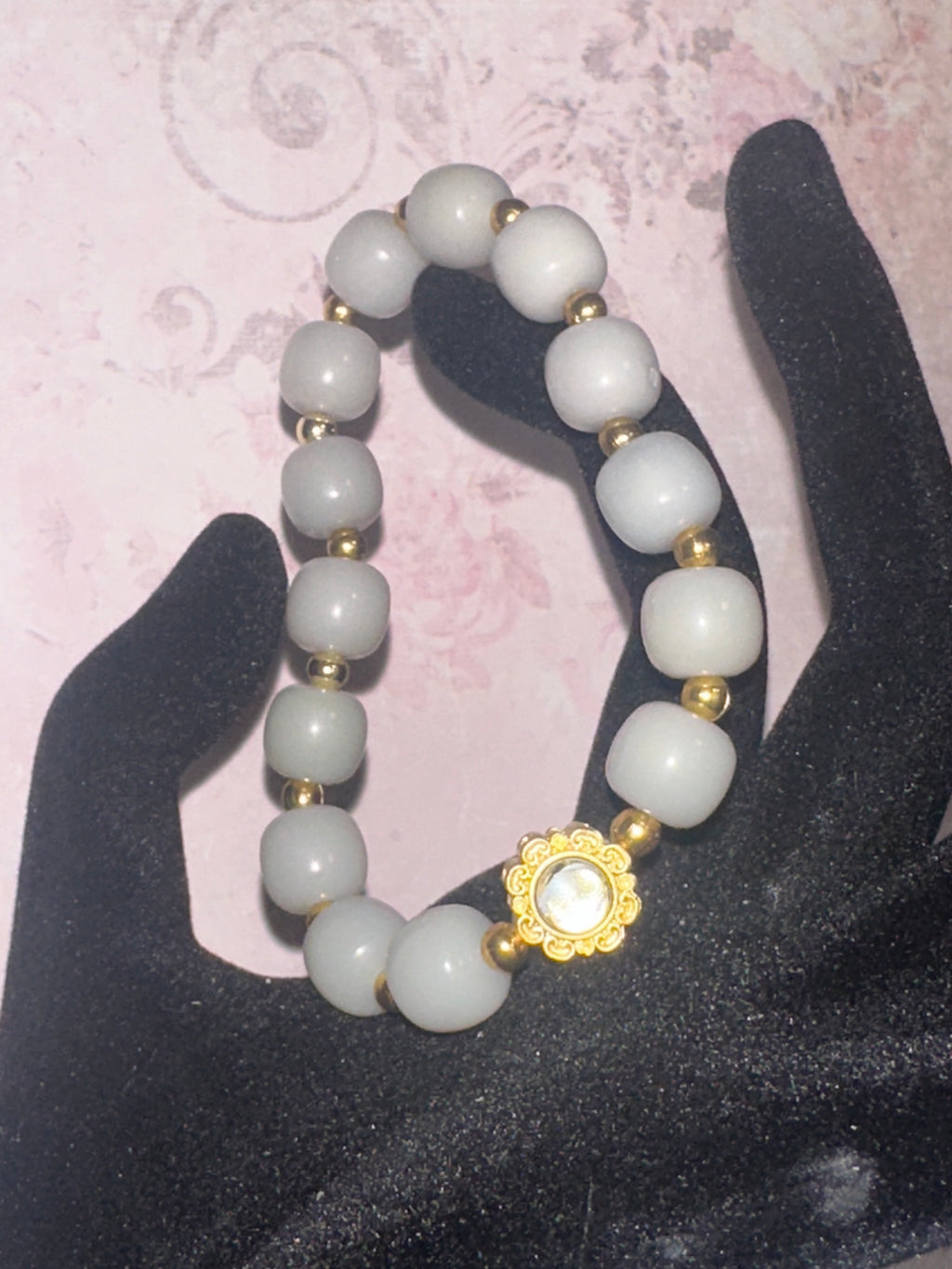 Gray Bodhi Beads with Spacer Charm