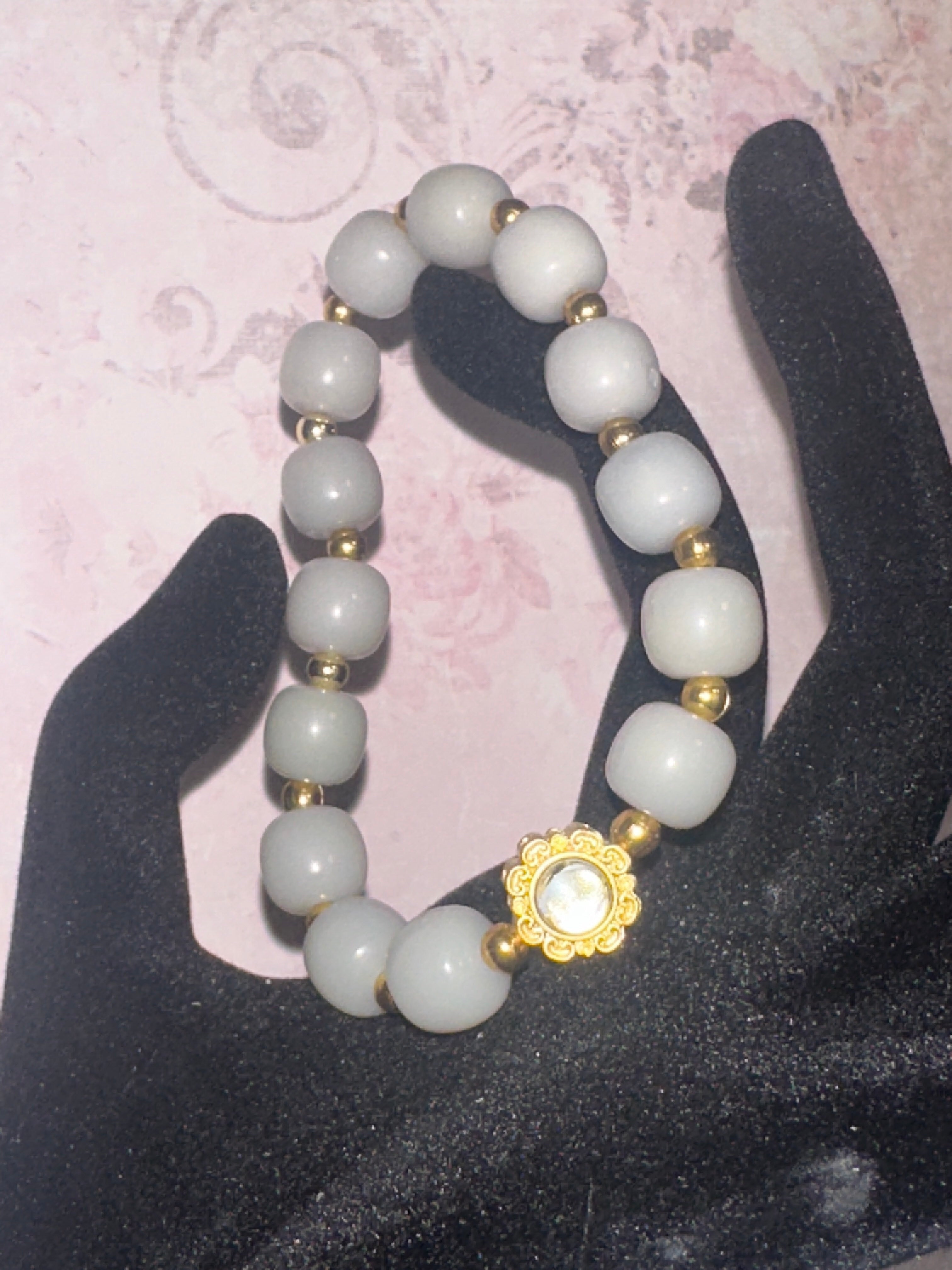 Gray Bodhi Beads with Spacer Charm