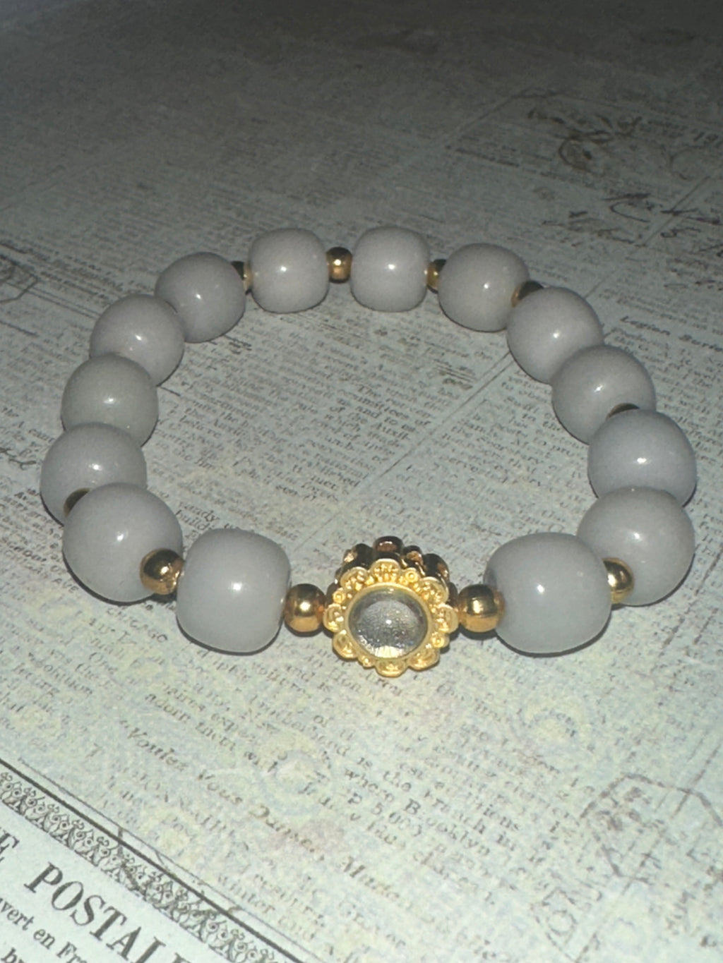 Gray Bodhi Beads with Spacer Charm