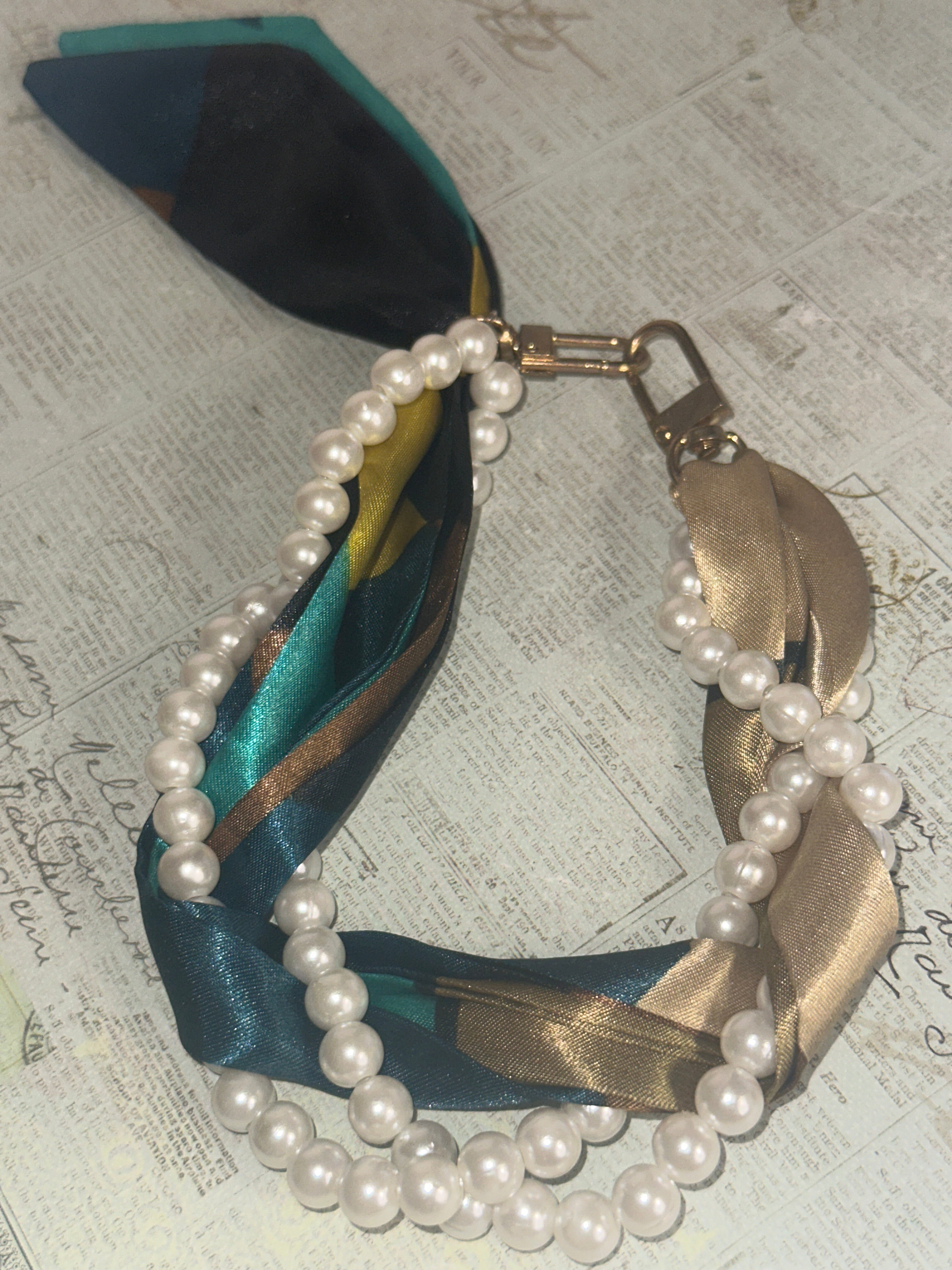 Ribbon and Pearl Keychain, Phone Charm, Bag Charm