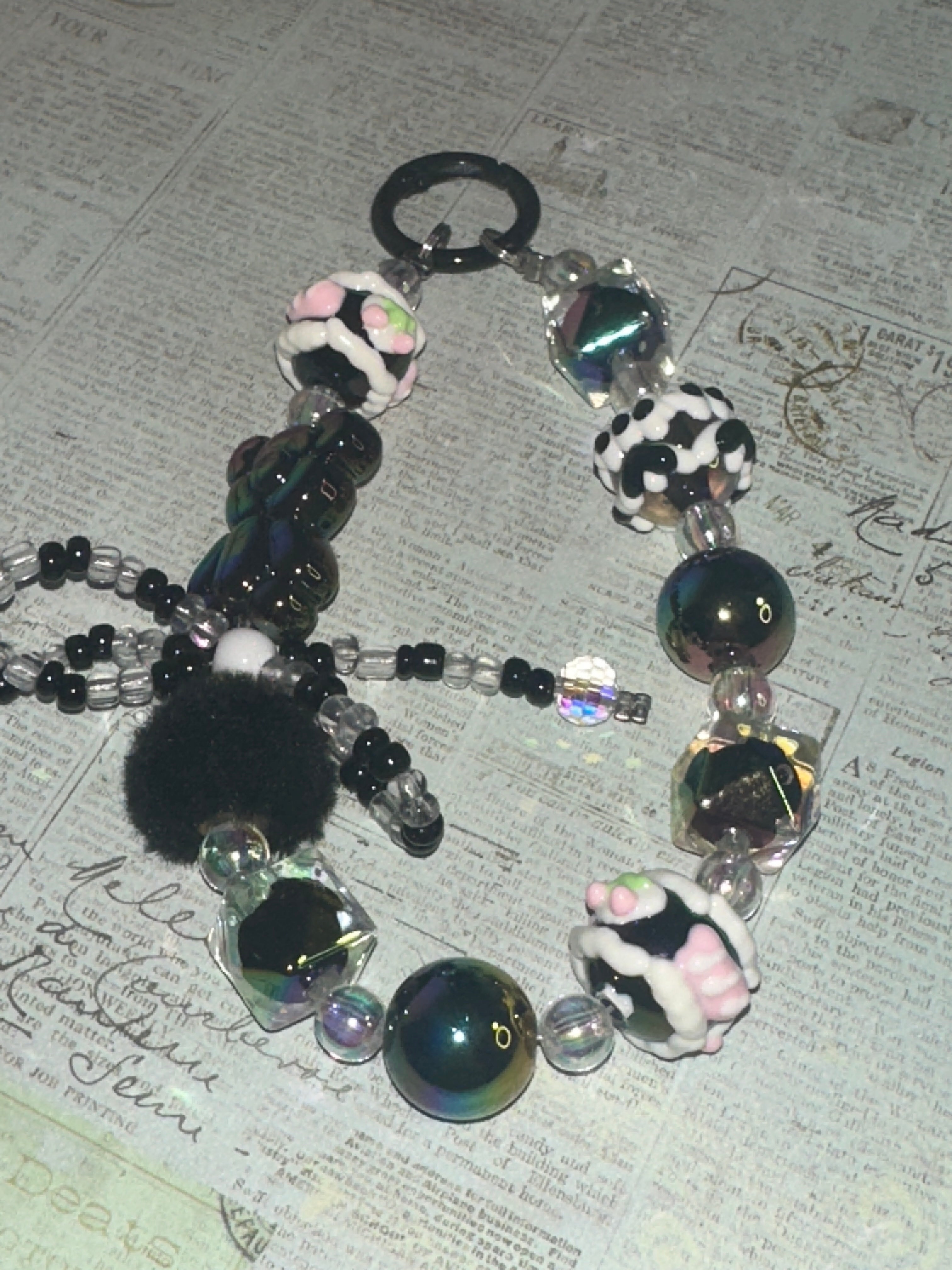 Elegant Keychain with Special Acrylic Beads, Bag Charm, Phone Charm