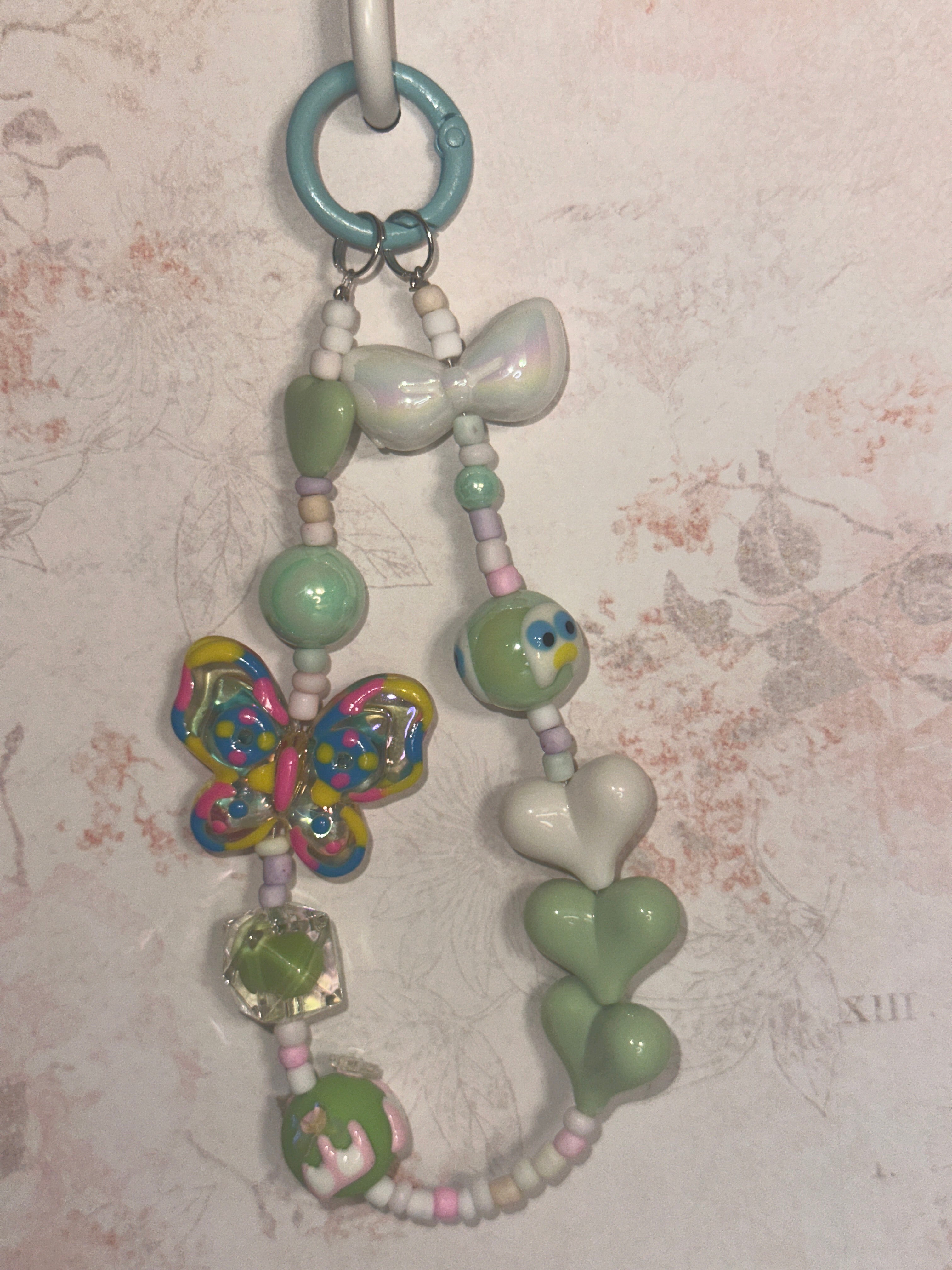 Playful Keychain with Special Glass Beads, Bag Charm, Phone Charm